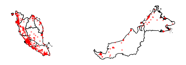 Outlet location plot for KFC